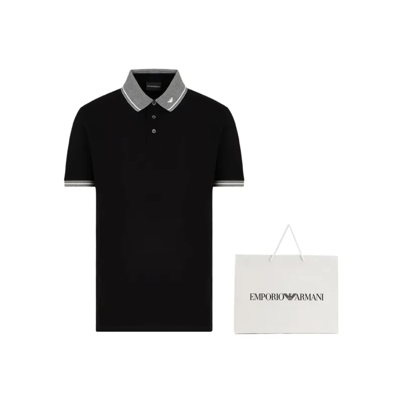 EMPORIO ARMANI Piqué Polo Shirt With Piped Collar-1