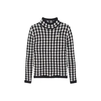 SAINT LAURENT Turtleneck Allover Diamond Motif Sweater