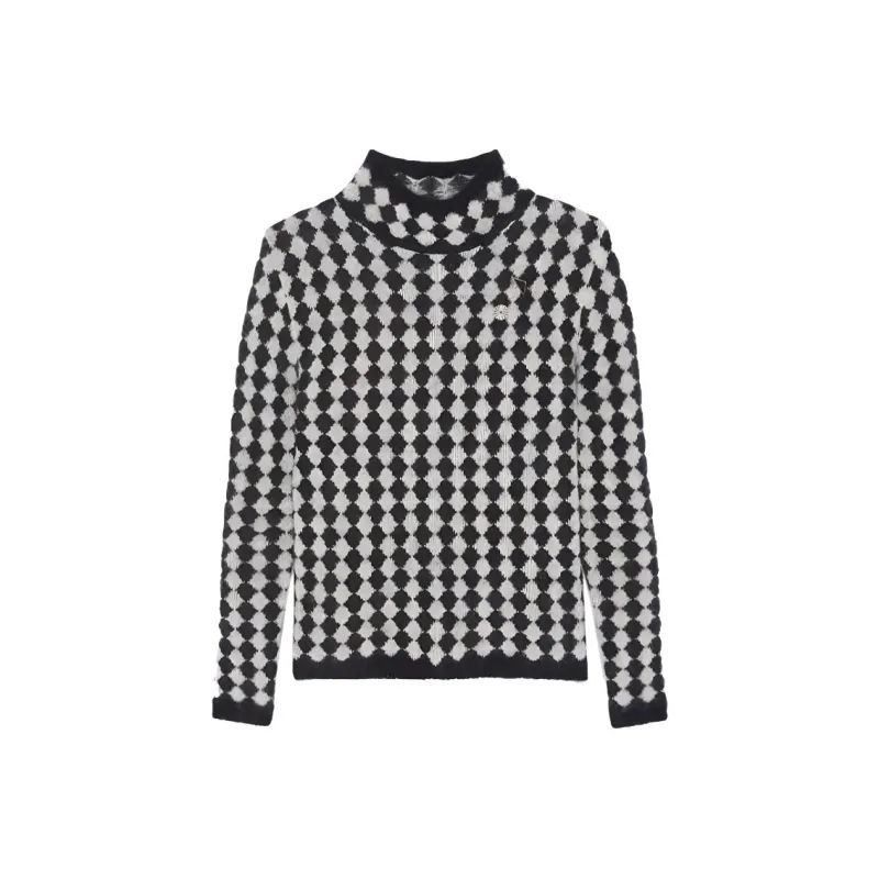 SAINT LAURENT Turtleneck Allover Diamond Motif Sweater-0