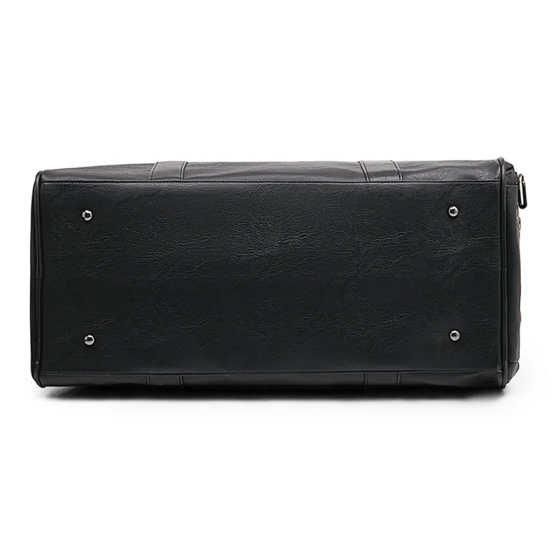 Old Man's Head Synthetic Leather Travel Bag Men's Black-6