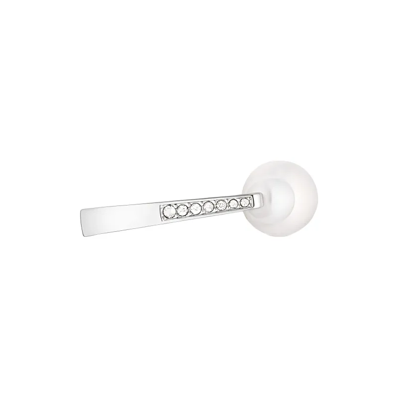 DIOR Metal Resin Pearl Crystal Rings Women's Silver-2