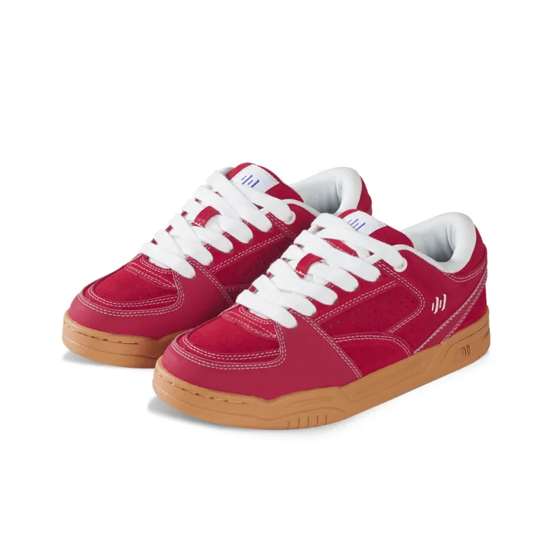 Ollieskate Abrasion Resistant Height Increasing Slip Resistant Low Top Skateboard Shoes Unisex Burgundy-2