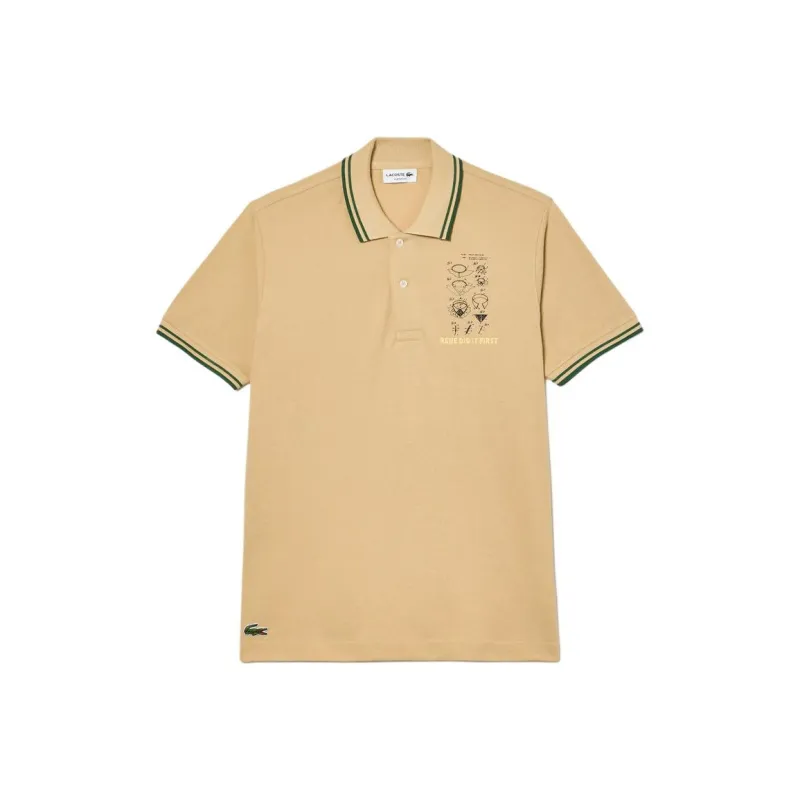 LACOSTE Slogan embroidered Cotton Polo Shirt-0