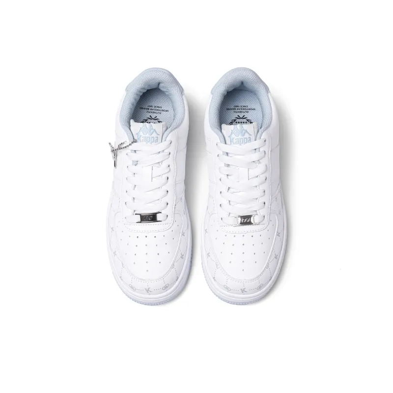 Kappa Flowers Back to Back Cushioning, Wear Resistant Low Top Skateboard Shoes Women's White Blue-3