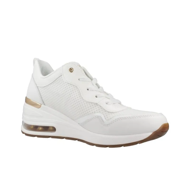 Skechers Million Air Anti Slip Wear Resistant Mid Top Casual Shoes Women's White-3