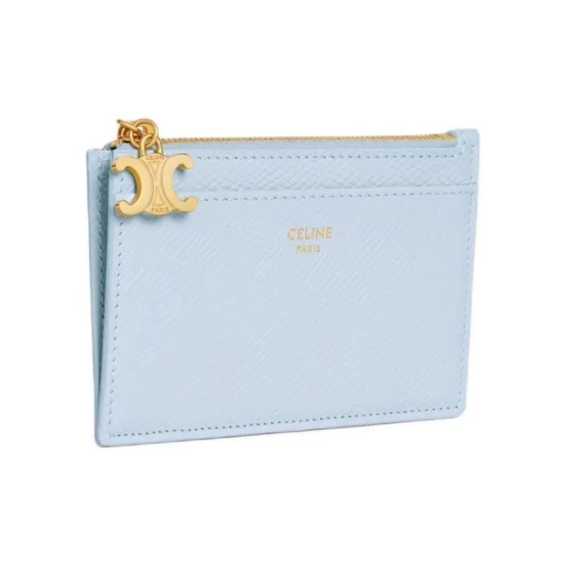 CELINE Triomphe Cow Leather Card Holder Women's Glacier Blue-1