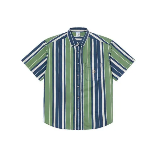 POLAR SKATE CO SS25 Ted Shirt Men's Blue Green Stripes