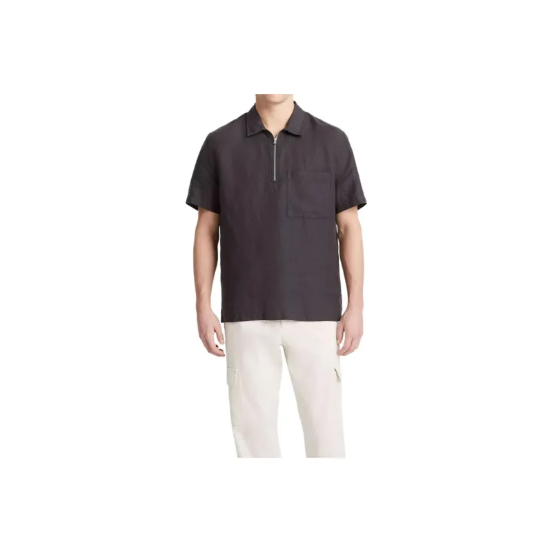 VINCE Polo Shirt Men's Washed Black-0