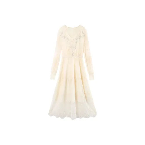 A Paradise For Awakening Long Sleeved Dress Women's Beige Apricot