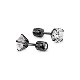 Black White Zircon-Radiant Elf Stud Earrings (5MM)
