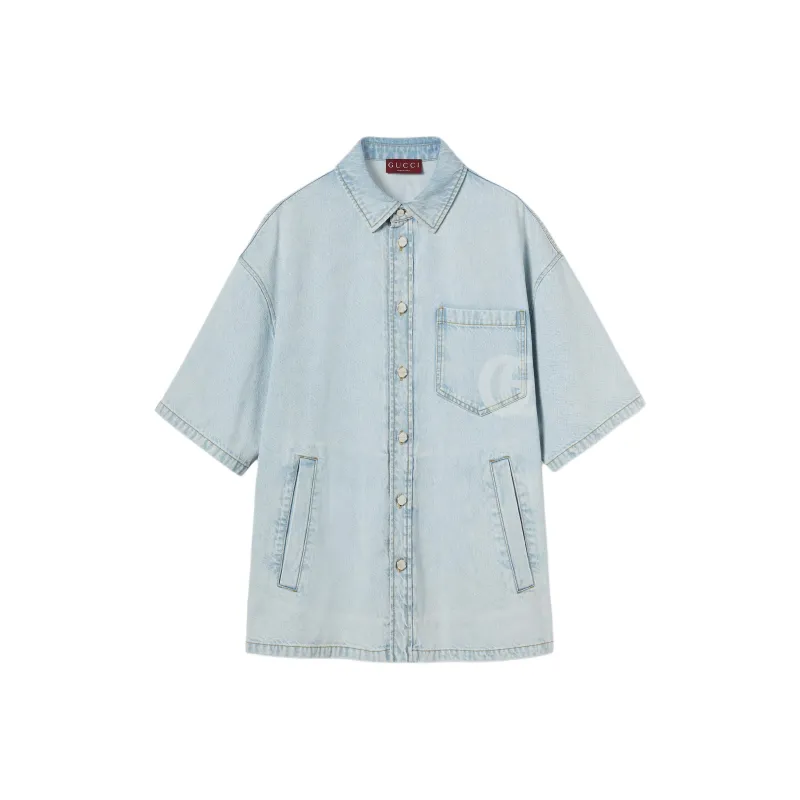 GUCCI FW25 Lido Collection Shirt Men's Light Blue-0