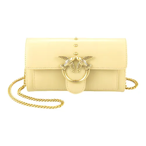 PINKO SIMPLY Cow Leather Flying Bird Swallow Bag Chain Wallet Crossbody Bag Shoulder Bag Women's Yellow