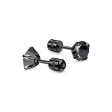Black Zircon-Iridescent Star Stud Earrings (3MM)