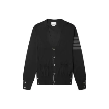 THOM BROWNE 4 Bar V Neck Cardigan