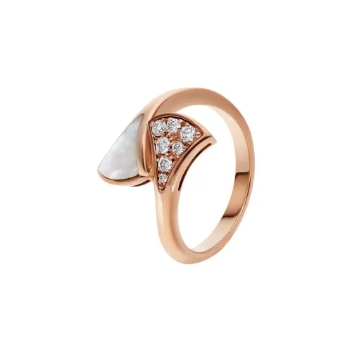 BVLGARI Rose Gold, Diamond, Pearl Rings Women's Red