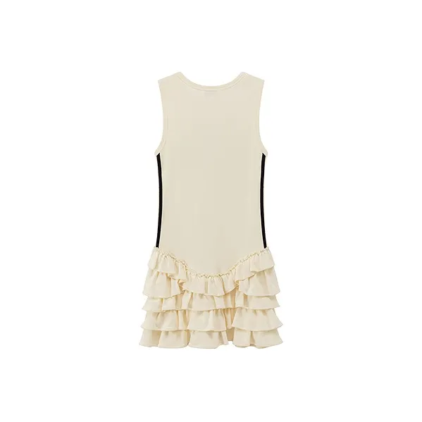 CHUU Short Sleeved Dress Women's White Apricot-1