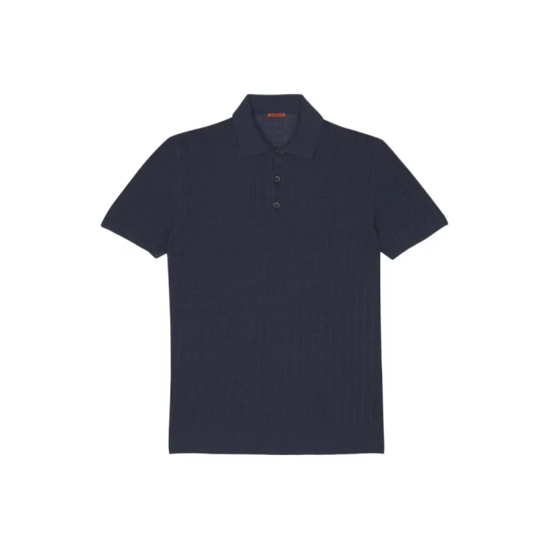Barena Ribbed Knitted Short Sleeved Polo Shirt-0