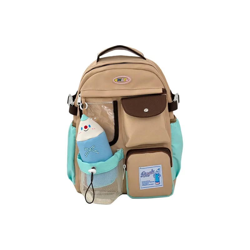 Debecca Polyester Backpack Regular Unisex Pink/Brown-4