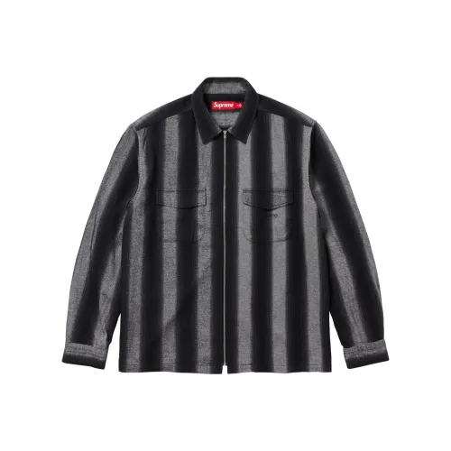 Supreme Stripe Flannel Zip Up Shirt