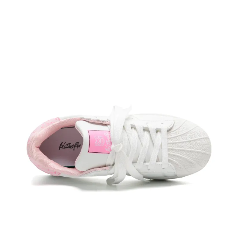 ALI THE FOX Abrasion Resistant Low Top Skateboard Shoes Unisex White Pink-2