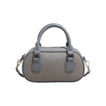 XIANGSU Pu Boston Bag, One Shoulder Handbag Women's Blue/Ecru/Pink