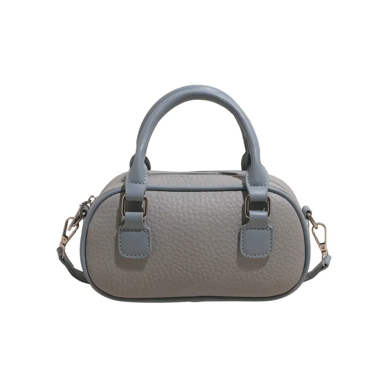 XIANGSU Pu Boston Bag, One Shoulder Handbag Women's Blue/Ecru/Pink-0