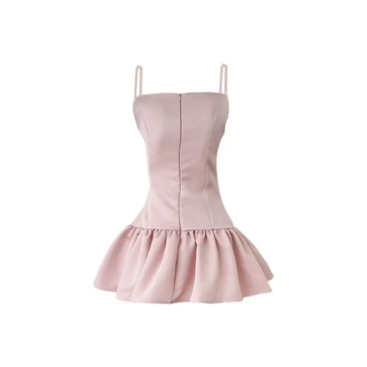 VKXOW Slip Dress Women's Pink Sequins-1