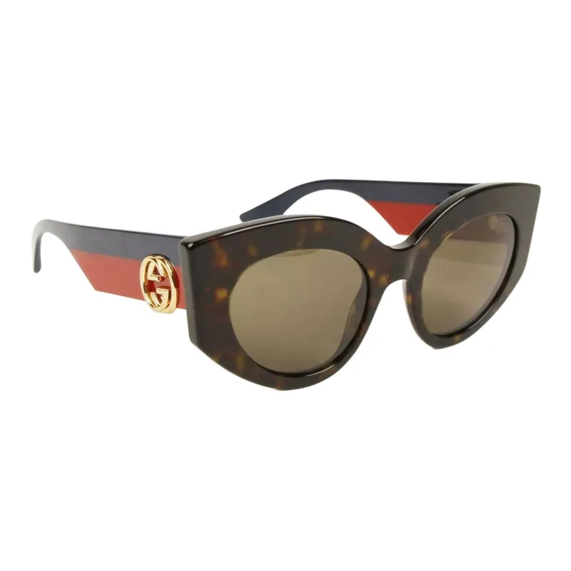 GUCCI Acetate Irregular Shape Sunglasses Women's Brown-2