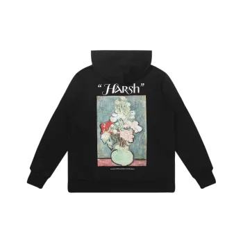 HARSH AND CRUEL Vintage Abstract Oil Painting Floral Print Loose Fit Hoodie Unisex