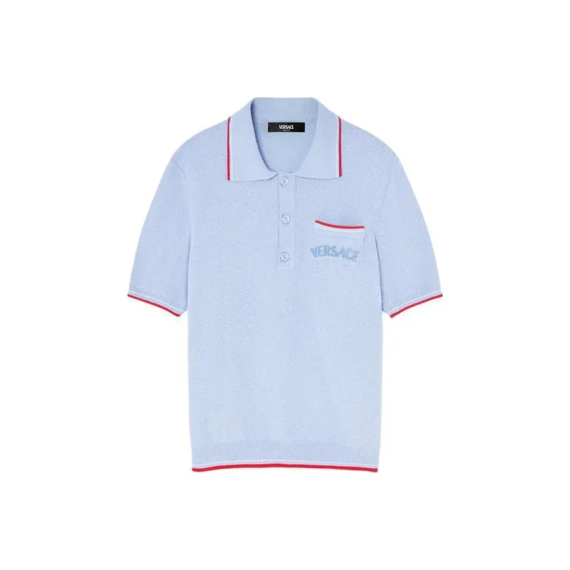 VERSACE SS24 Polo Shirt Men's Blue-0
