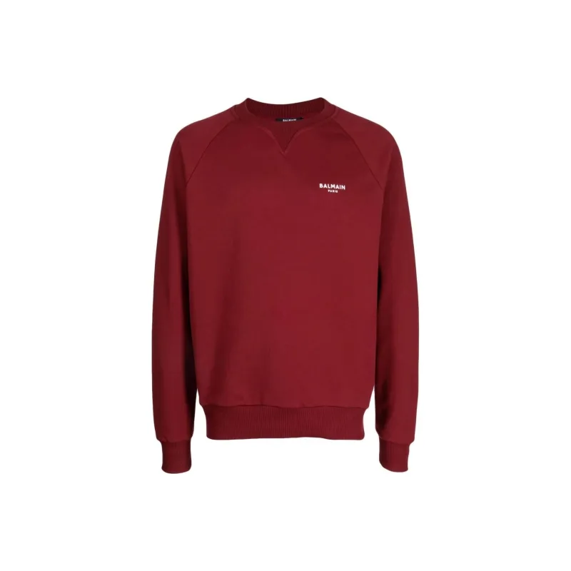BALMAIN Flocked logo Cotton Raglan Sweatshirt-0