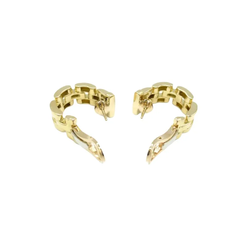 Cartier 2010s 18K Yellow Gold Panthère Diamond Hoop Earrings-2