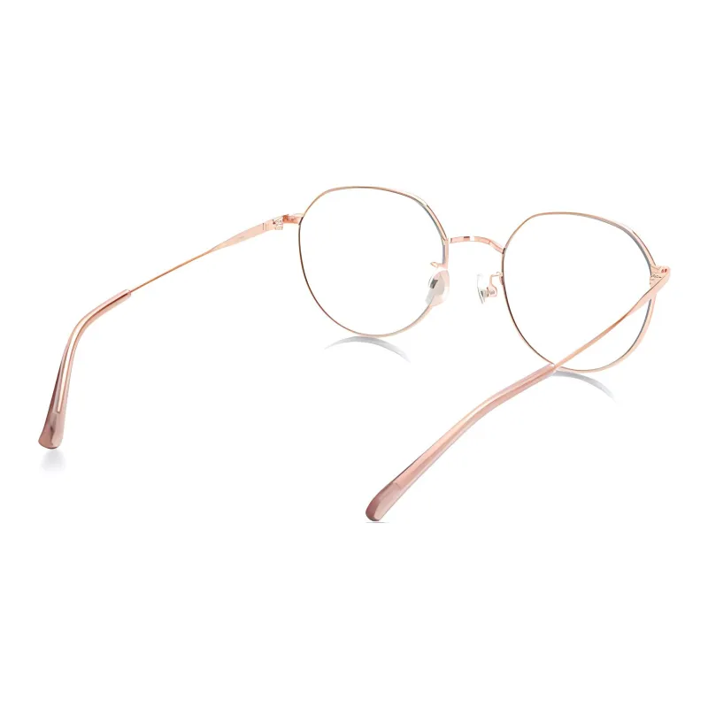CHANEL Alloy Metal Irregular Shape Eyeglass Frames Unisex Rose Gold-3