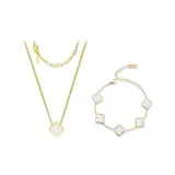 Starlight Four-Leaf Clover Bracelet Clothing Sets[White+White]