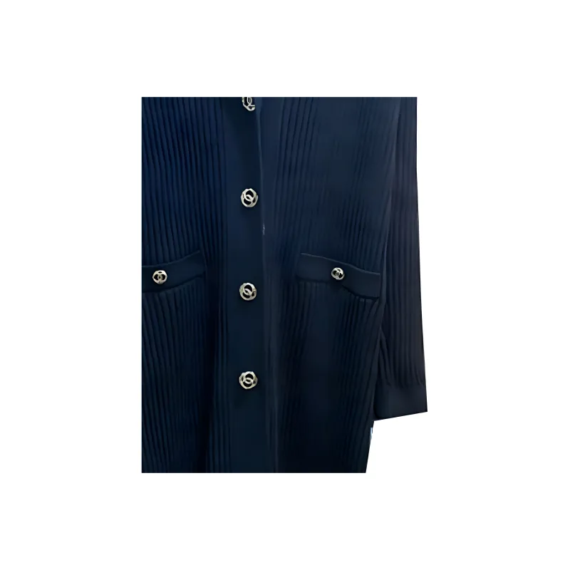 CHANEL Long-Sleeved Dresses Women's Dark Blue-3