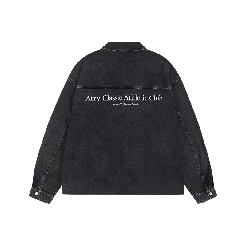 Atry Alphabet Slogan Series Shirt American Casual Advanced Simple Shirt Coat Unisex Black-0