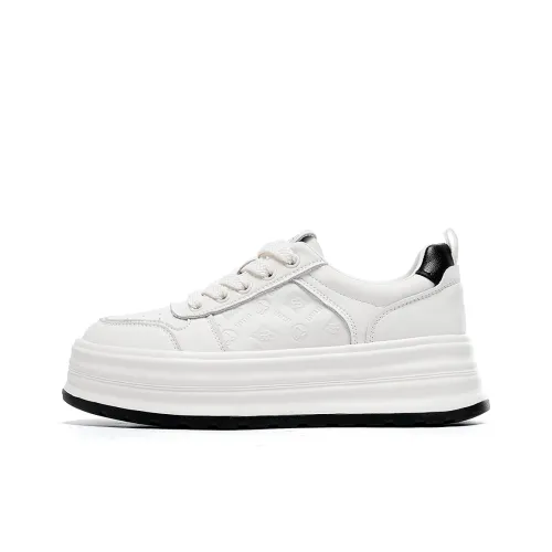 EBLAN Low Top Skateboard Shoes Women's Beige Black