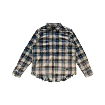 Haonanhuang Shirt Unisex Blue Plaid