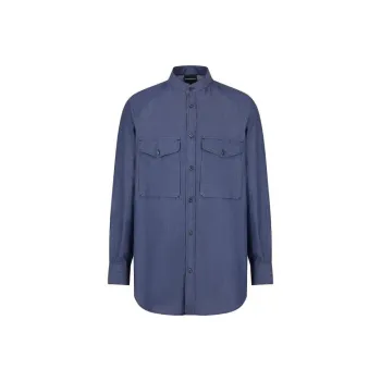 EMPORIO ARMANI Band collar Cotton Shirt