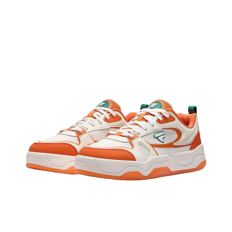 FILA FUSION BANK III Anti Slip Wear Resistant Low Top Skateboard Shoes Men's White Orange-1