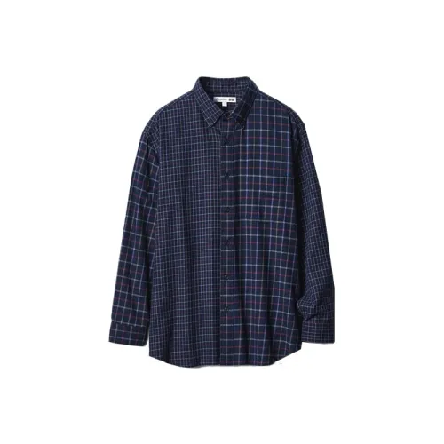 Jw Anderson X UNIQLO Jw Anderson Co Branded Series Shirts Men Navy Blue