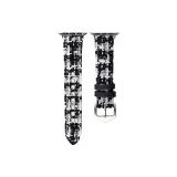Black White-Silver-Tone Buckle
