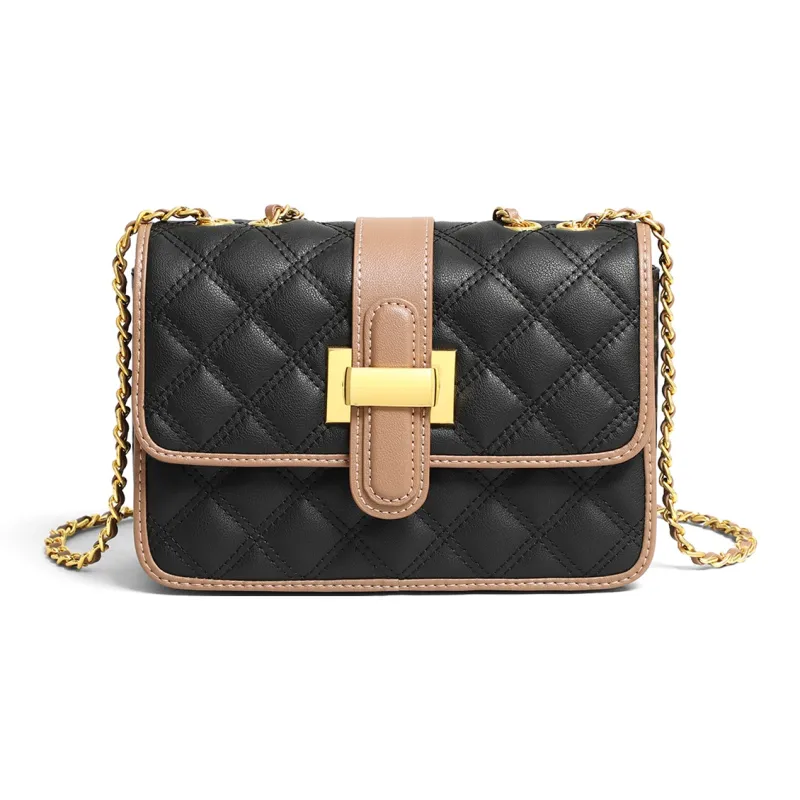PT'SON Cow Leather Small Square Bag, Underarm Crossbody Bag, Shoulder Bag Regular Women's Ecru/Black-13