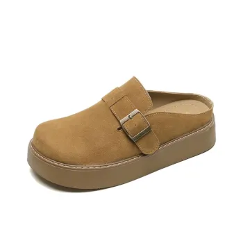 Than Than Me Rubber Sole Slip Resistant Closed Toe Slippers Women's Chestnut