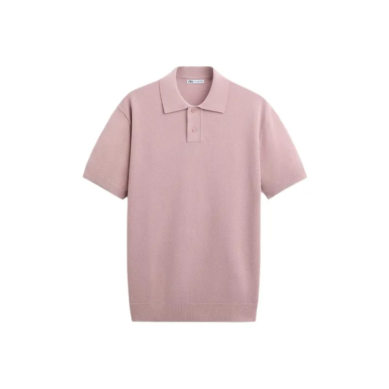 ZARA Polo Shirts Men Pink-0