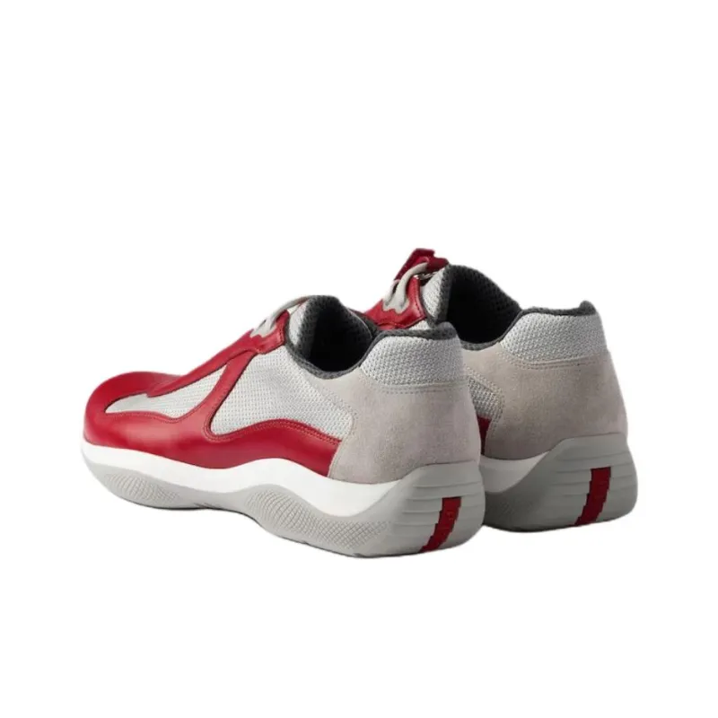 PRADA America's Cup Slip Resistant Low Top Casual Shoes Men's Red-3