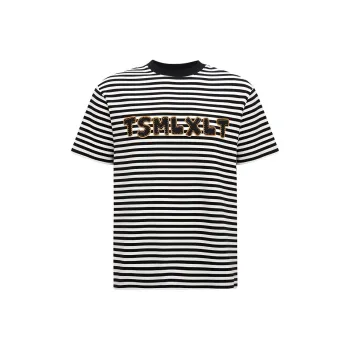 TSMLXLT T Shirt Unisex Black White Stripes