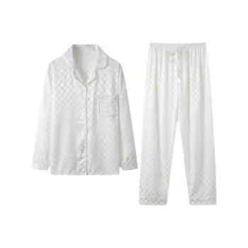 Sleep Pajama Set Women's White Plaid