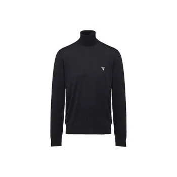 PRADA Logo Fine Knit Turtleneck Jumper