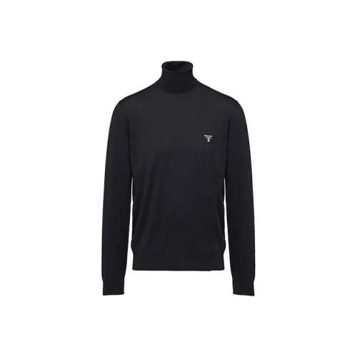 PRADA Logo Fine Knit Turtleneck Jumper